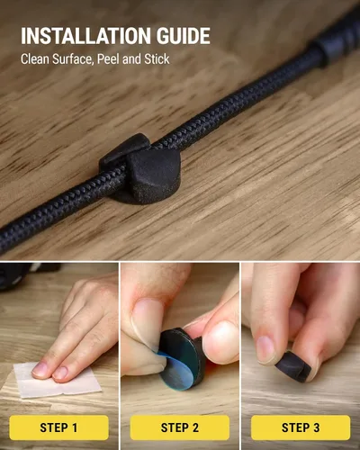 Miniatura 5 de Scosche CMAA2R-6PKRP - Juego de 6 clips adhesivos para organización de cables en dos estilos, organizador de cables, soporte de alambre