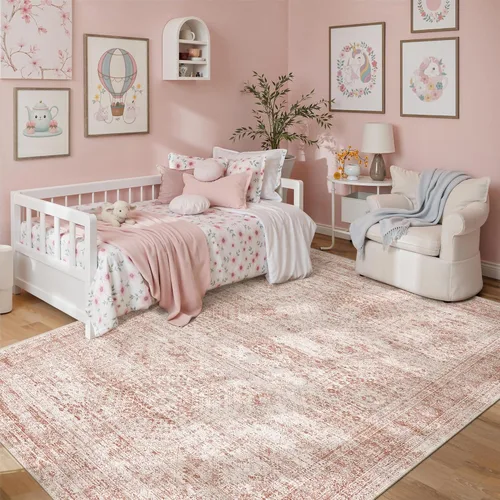 Miniatura 247 de Alfombra de pasillo Soalmost 2'6" x 10' lavable, alfombra antideslizante para cocina, baño, lavandería, alfombras vintage ultra delgadas para Beige