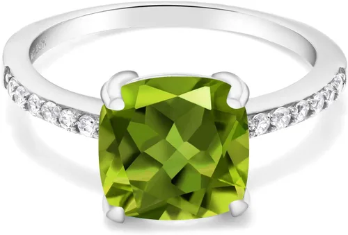 Miniatura 47 de Gem Stone King Anillo de compromiso de plata de ley 925 con piedra preciosa de corte cojín de 0.315 in Anillo de compromiso de aniversario de boda