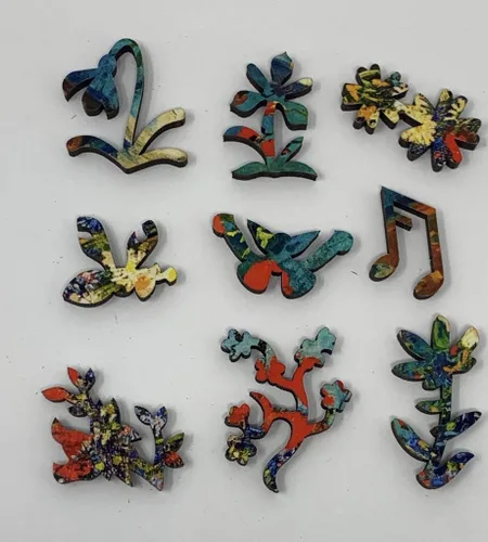 Miniatura 2 de Mini rompecabezas de madera para adultos – Florero con flores de verano por Vincent Van Gogh, 50 piezas de madera únicas por Nautilus Puzzles