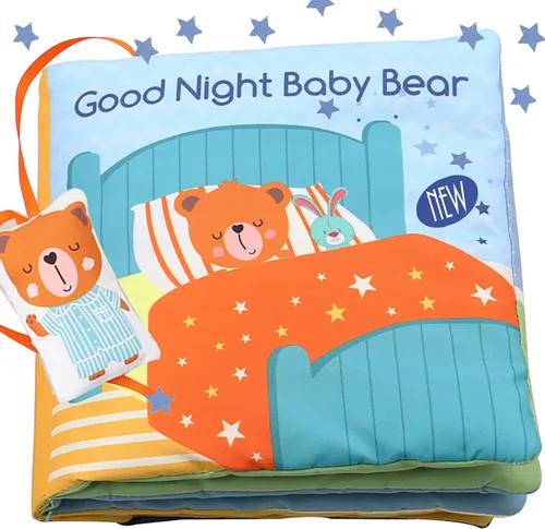 Bebe Mondo Juguete de oso de peluche con espejo, libro suave para bebés de 0-3-6-12 meses, juguete sensorial para el desarrollo infantil, regalos de