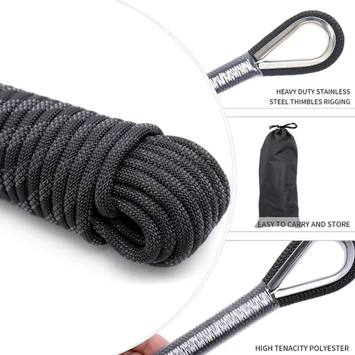 Miniatura 4 de Cuerda de escalada de 10 mm/12 mm, cuerda de escalada estática al aire libre, cuerda de rapel para árboles, cuerda de escape de nylon