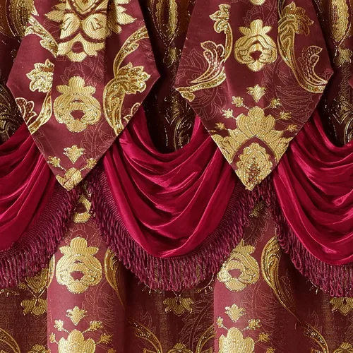 Miniatura 2 de HOMEIDEAS Cortinas de jacquard con diseño paisley burdeos, cortinas de ventana victorianas de lujo, juego de 2 paneles con cenefa adjunta y forro