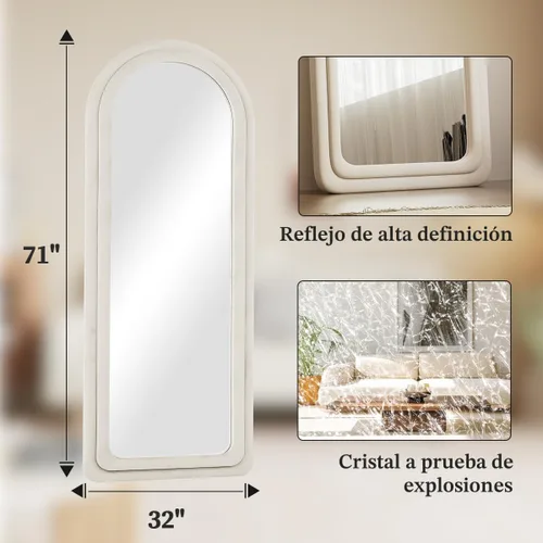 Miniatura 7 de Koonmi - Espejo arqueado de 71 x 32 pulgadas, espejo de longitud completa, espejo de cuerpo completo que se coloca libremente, espejo de piso
