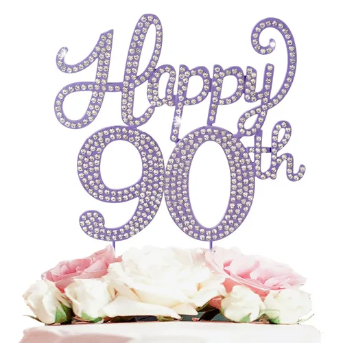 Miniatura 84 de LASKYER Decoración de feliz cumpleaños número 10, decoración de pastel de diamantes de imitación dorados de 10º cumpleaños – Letrero de metal