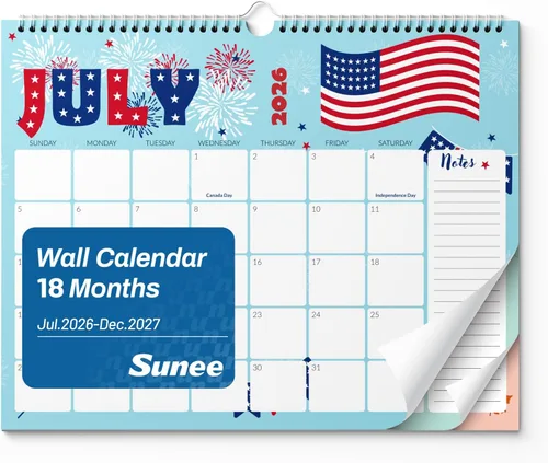 Miniatura 13 de SUNEE Calendario de pared 2026 de 18 meses, octubre de 2025 a marzo de 2027, 14.5 x 11.5 pulgadas, cuadrícula grande para colgar con papel grueso