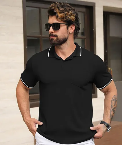 Miniatura 2 de GEEK LIGHTING Paquete de 5 camisas polo para hombre con bolsillo