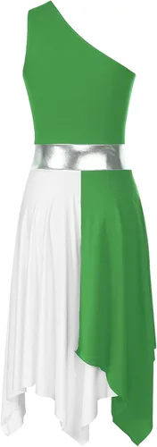 Miniatura 99 de easyforever Vestido de baile sin mangas con bloques de color para mujer, alabanza litúrgica, ropa de baile lírico, vestido de bata de adoración