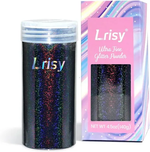 Lrisy - Polvo holográfico de purpurina extrafina con tapa agitadora, lentejuelas con purpurina para resina epoxi, slime, vasos, uñas y artes de