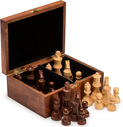 Husaria Staunton Tournament No. 5 Piezas de Ajedrez con 2 Reinas Adicionales y Caja de Madera, Reyes de 3.5 Pulgadas Nogal
