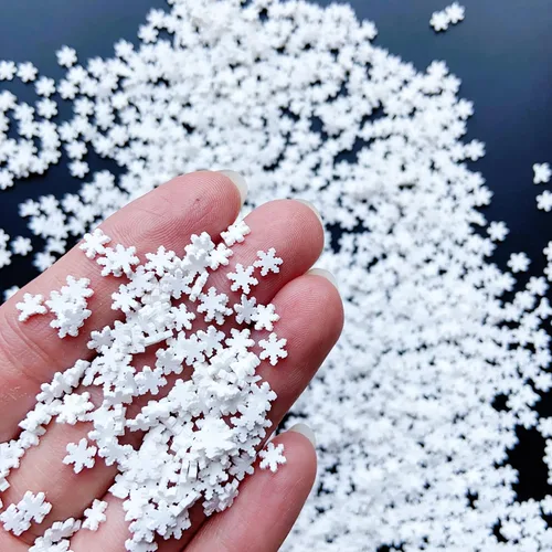 Miniatura 4 de EHOPE - Rodajas de arcilla de polímero blancas con forma de copo de nieve para decoración de uñas, manualidades DIY, pasteles, fundas para teléfono