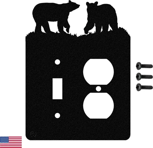 Miniatura 26 de Bear - Placa de pared para interruptor de luz de palanca doble (palanca doble, negro) - Fabricado en Estados Unidos
