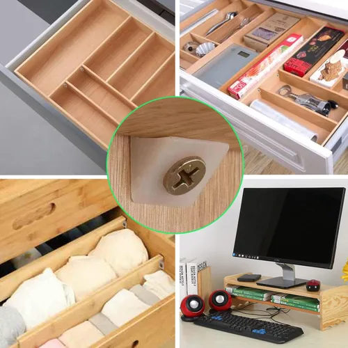 Miniatura 7 de SYJINHUASY - 50 paquetes de cuñas reparadoras para cajones de fijación de cajones caídos, baúl de muebles, cajón de 90 grados, soporte de código