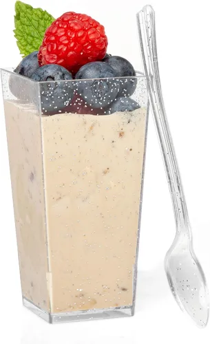 Miniatura 9 de Mini tazas de postre de plástico, 2 onzas, vasos individuales de chupito para postres de chocolate y más, Transparente