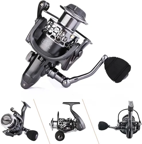 Miniatura 9 de Sougayilang Carrete de pesca 13+1BB peso ligero ultra suave aluminio Spinning carrete de pesca con carrete de grafito de repuesto gratis