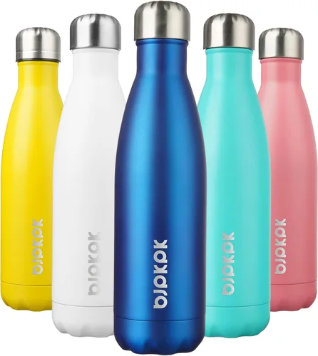 Miniatura 108 de BJPKPK Botellas de agua de acero inoxidable con aislamiento de 17 onzas, mantiene el frío y el calor, brillante oro rosa Oro rosa brillante