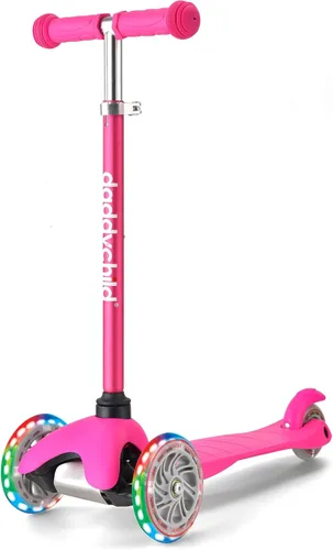 3-Wheel Kick Scooter for Kids Ages 3-8 Lean-to-Steer Toddler Scooter with Extra Wide Light Up Wheels, 4 Adjustable Heights, Foldable Scooters for