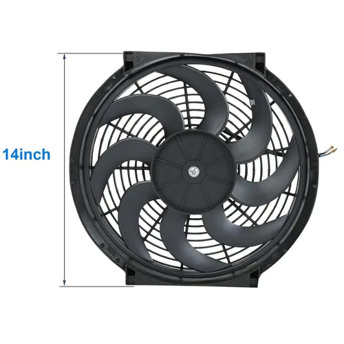 Miniatura 3 de 2 piezas, ventilador eléctrico universal delgado de alto rendimiento, tire/empuje, 10 pulgadas, 12V 80W, kit de montaje, negro