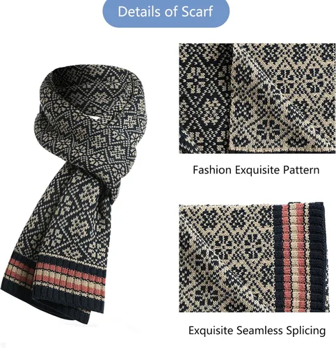 Miniatura 7 de 3 piezas de gorro de invierno bufanda y guantes para pantalla táctil para mujer, gorro de punto, gorro de cuello cálido, bufanda con forro polar