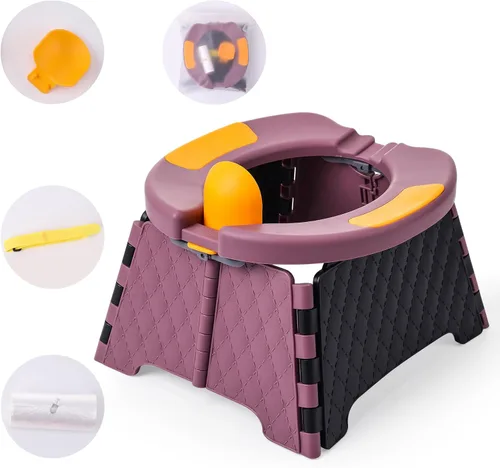 Miniatura 10 de Orinal portátil para viajes de niños pequeños, silla de entrenamiento para ir al baño con bolsa de viaje, inodoro de entrenamiento para ir al aire