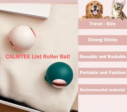 Miniatura 2 de CALMTEE Bola de rodillo de pelusa de gel reutilizable, rodillo de pelusa lavable pegajoso, portátil, para perros pequeños, gatos, mascotas, Rosa