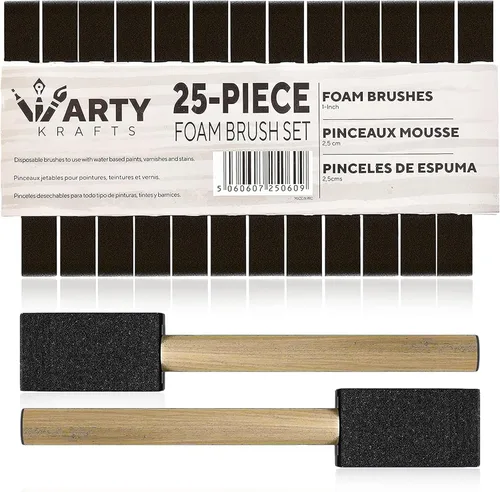 Paquete de 25 pinceles de espuma de alta calidad, cepillo de esponja versátil para trabajos artesanales detallados, ideal para una experiencia de