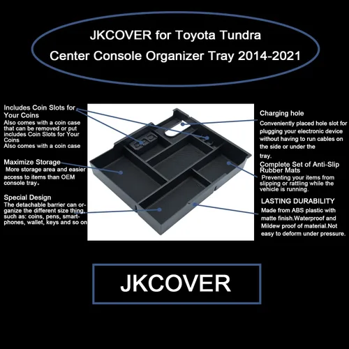 Miniatura 4 de JKCOVER - Bandeja organizadora para consola central, compatible con Tundra Negro (Black Trim)