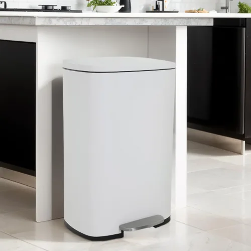 Miniatura 9 de Basurero de cocina de 8 galones con tapa, a prueba de huellas dactilares, de acero inoxidable, con pedal y papelera extraíble para oficina, hogar