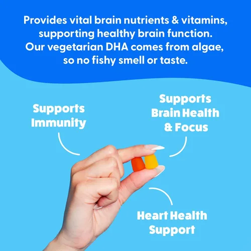 Miniatura 6 de Gomitas Omega 3 6 9 + DHA a base de plantas para niños y adultos - Suplemento vegetariano Omega con vitamina C y chía - Apoyo cerebral e