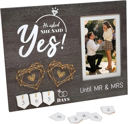 Regalos de compromiso para parejas, marco de fotos de calendario de cuenta regresiva de boda, regalos de compromiso geniales para mujeres, parejas