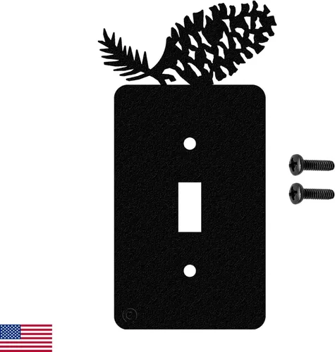 Miniatura 15 de Placa de pared para interruptor de luz de palanca doble de cono de pino (palanca doble, negro) - Fabricado en Estados Unidos