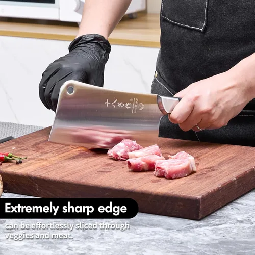 Miniatura 3 de SHI BA ZI ZUO Cuchillo de acero inoxidable resistente para cortar huesos caseros