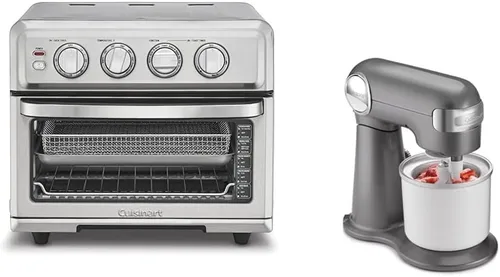 Cuisinart Freidora de aire + horno tostador de convección, horno 8-1 con opciones para hornear, parrilla, asar y calentar, acero inoxidable, TOA-70
