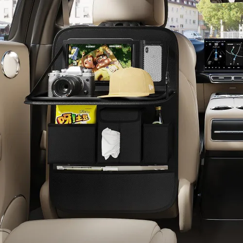 Miniatura 7 de GMQ Organizador de asiento trasero de automóvil, 1 paquete, organizador de asiento trasero con bandeja, caja de almacenamiento multifuncional
