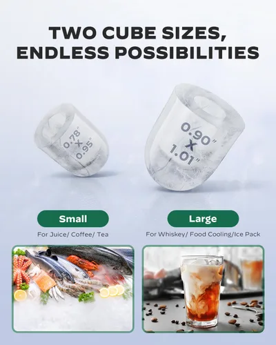 Miniatura 4 de Silonn - Máquina de hielo portátil para encimera - 9 kilos de hielo con forma de bala por día, hace hielo en 6 minutos, acero inoxidable con ventana