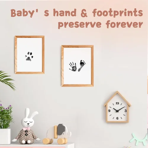 Miniatura 6 de Kit de manos y huellas de bebé sin tinta, kit de almohadilla de tinta de tacto limpio, sello de pie de mano para bebé, paquete de 4 almohadillas