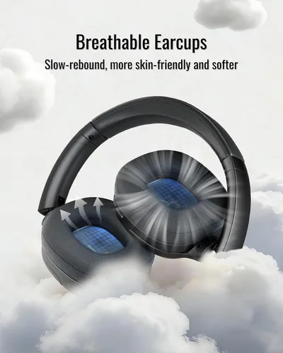 Miniatura 6 de Auriculares híbridos con cancelación activa de ruido, Bluetooth inalámbrico sobre la oreja, tiempo de reproducción ANC de 50 horas, giratorio