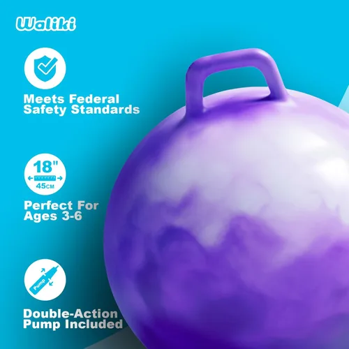 Miniatura 4 de WALIKI Hopper Ball Toy para niñas de 3, 4, 5 o 6 años, pelota de hippity hop, pelota de salto Regalo de cumpleaños genial Morado 18 pulgadas