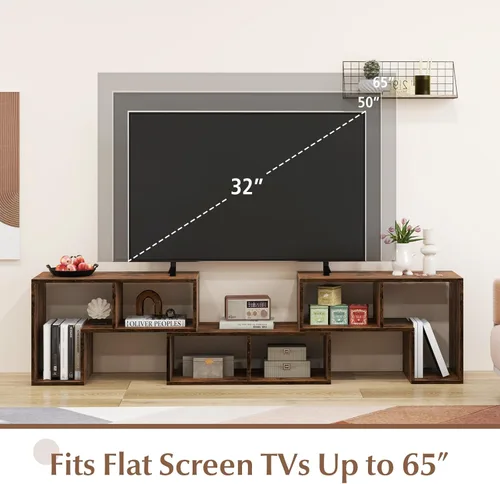 Miniatura 4 de Giantex Soporte de TV de combinación libre para dormitorio, centro de entretenimiento para TV de 50, 55, 60, 65 pulgadas, mesa consola multimedia