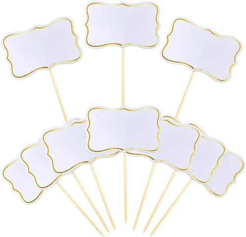 56 marcadores de queso blanco para decoración de pasteles, palillos de dientes, para tablero de charcutería, etiquetas de bufé, banderas de palillos