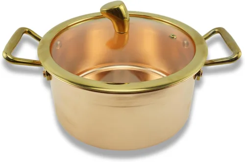 Miniatura 7 de Kkekos Juego de ollas y sartenes de cobre puro, utensilios de cocina de cobre martillado con wok (9.4 in)