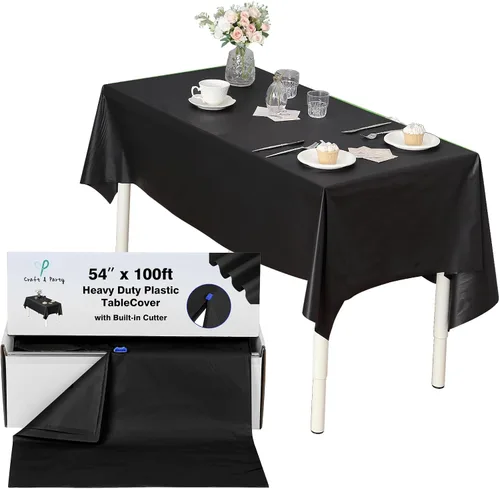 Miniatura 222 de Rollo de plástico para cubierta de mesa color verde manzana, 40 pulgadas x 100 pies, rollo de plástico resistente para cubierta de mesa de banquetes
