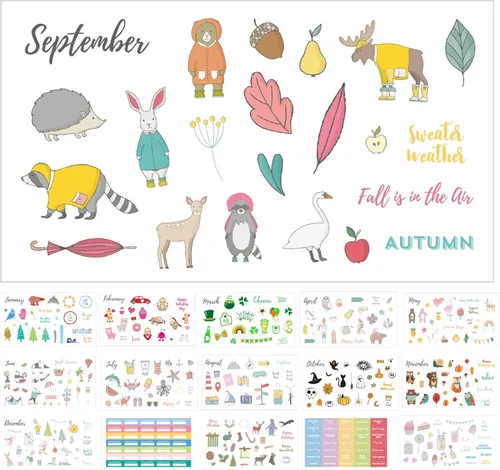 Sunny Streak - Calcomanías para planificador de temporada y días festivos, 16 hojas, bonitas calcomanías personalizadas, suministros divertidos para