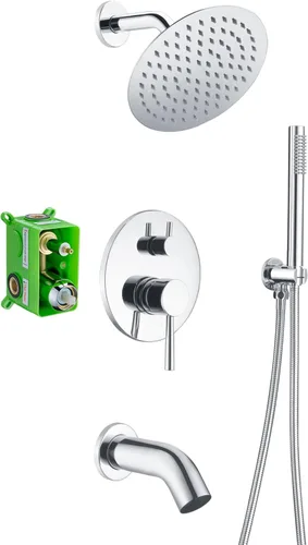 Miniatura 9 de Accesorios de ducha negros, juego de grifo de ducha negro mate, sistema de ducha negro con ducha de lluvia y de mano, sumerain