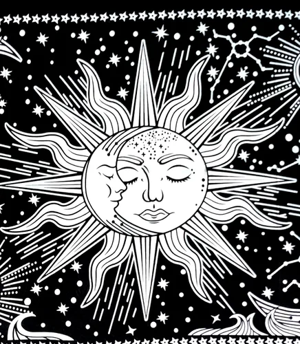 Miniatura 3 de ICC - Tapiz de sol y luna, tapiz de sol blanco y negro, sábana para colgar en la pared, decoración de habitación, tapices estéticos de arte místico