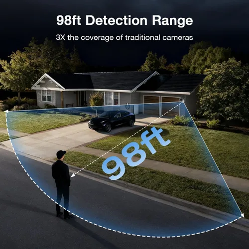 Miniatura 3 de TKENPRO Cámaras de seguridad solares inalámbricas para exteriores, Wi-Fi de 2.4 GHz, grabación continua 24/7, seguimiento automático humano, cámara