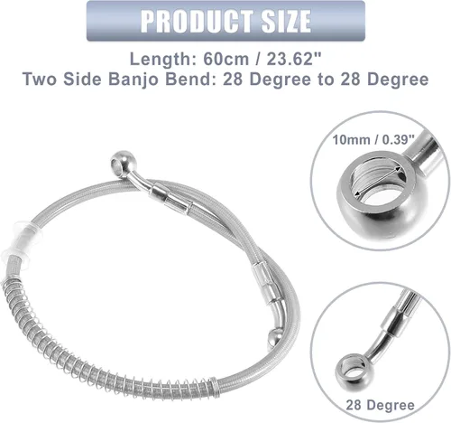Miniatura 4 de Motoforti 23.62 pulgadas de longitud 0.394 in ID motocicleta línea de freno hidráulico tubo de manguera de aceite de acero inoxidable trenzado cable