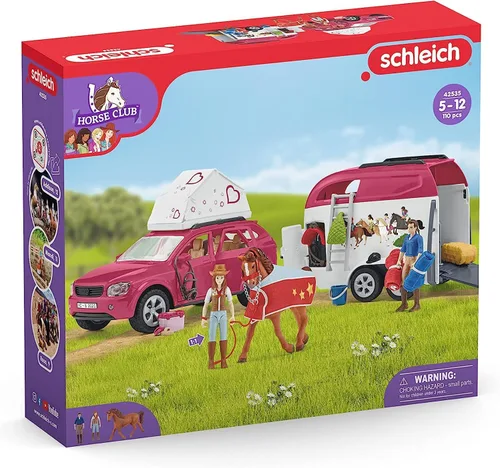 Miniatura 7 de Schleich Horse Club - Juego de Camping de Coche y Remolque de 110 Piezas con Divertidas Figuras de Caballos y Jinetes para Niñas y Niños - Figuras