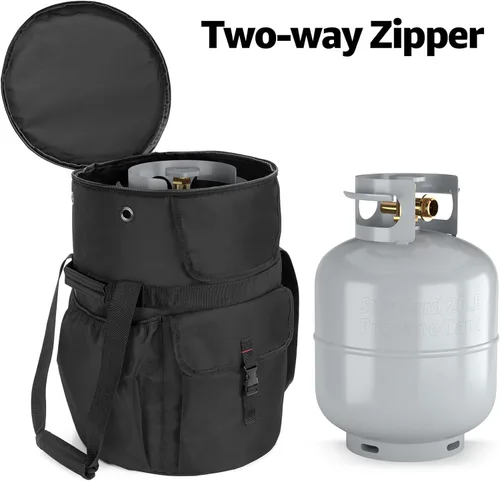 Miniatura 3 de SAMDEW Bolsa de tanque de propano para exteriores de 20 libras, cubierta portátil para tanque de gas propano con función de mesa, 2 bolsillos y asas