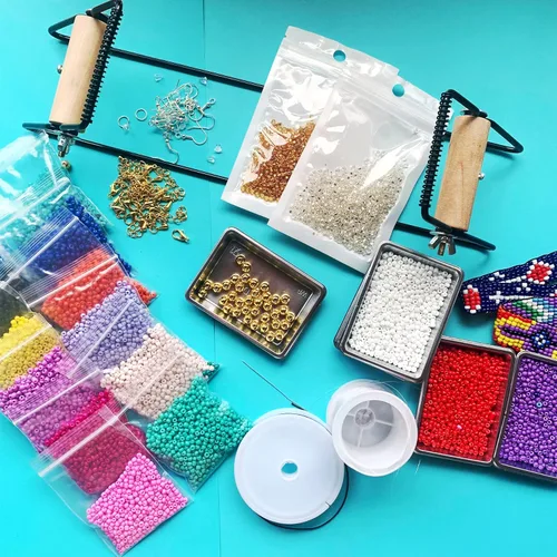 Miniatura 2 de Kit de telar de cuentas de marco para pulseras de cuentas, aretes, cinturones, incluye 17250 cuentas de semillas de 0.118 pulgadas, 18